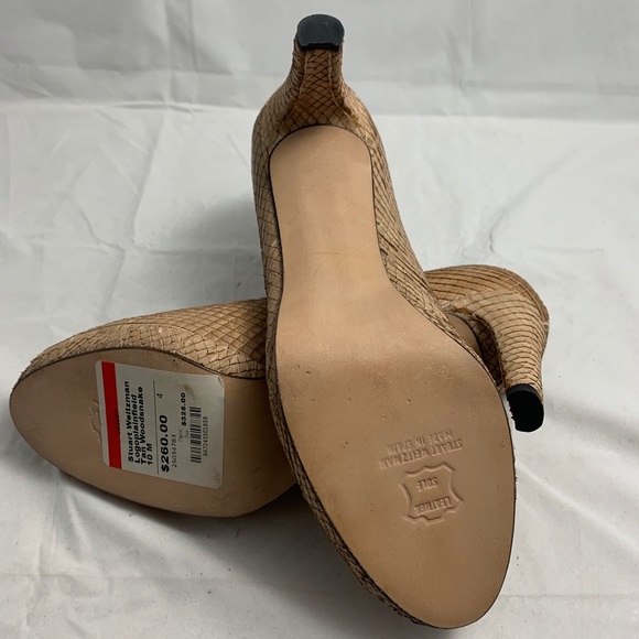 New Stuart Weitzman 10 tan snakeskin platform heel - Picture 7 of 8